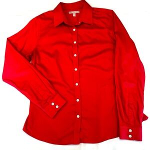 Banana Republic Women’s Non-Iron Fitted Scarlet Red Button-Up Shirt